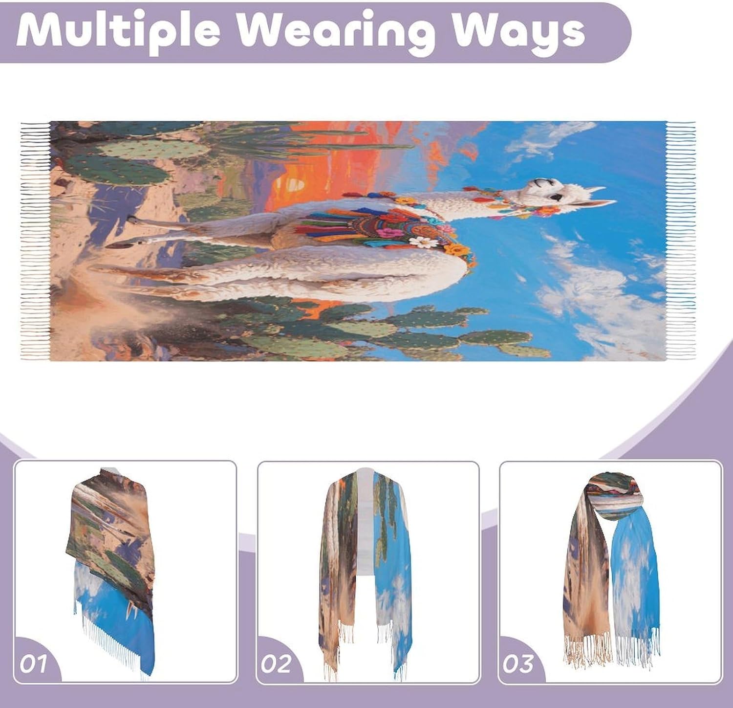 White Alpaca Scarf for Women Men Classic Fashion Blanket Scarves Soft Cashmere Feel Scarf Cold Weather Warm Long Shawl Winter Large Scarves Classic Blanket Scarfs Thick