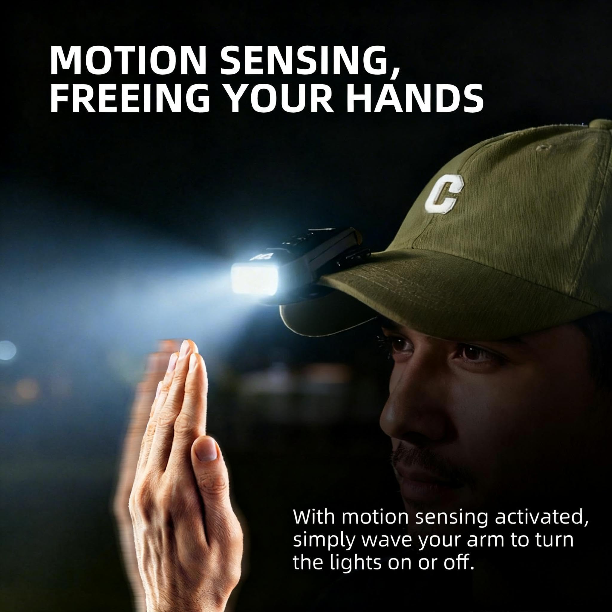 Luz LED para casco, recargable con sensor de movimiento, luz frontal con clip COB, linterna frontal con luz roja para pesca, correr, camping, lectura (1000 mAh)