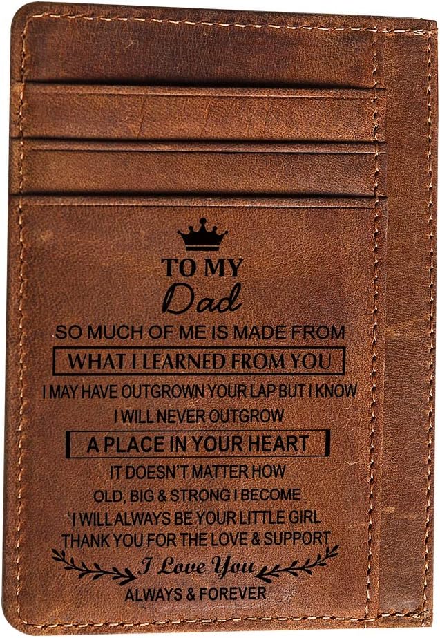 Engraved Pocket Wallet To My Son Dad Husband, Personalized Gift Slim Cards Case Money Clips (To My Dad From Daughter)