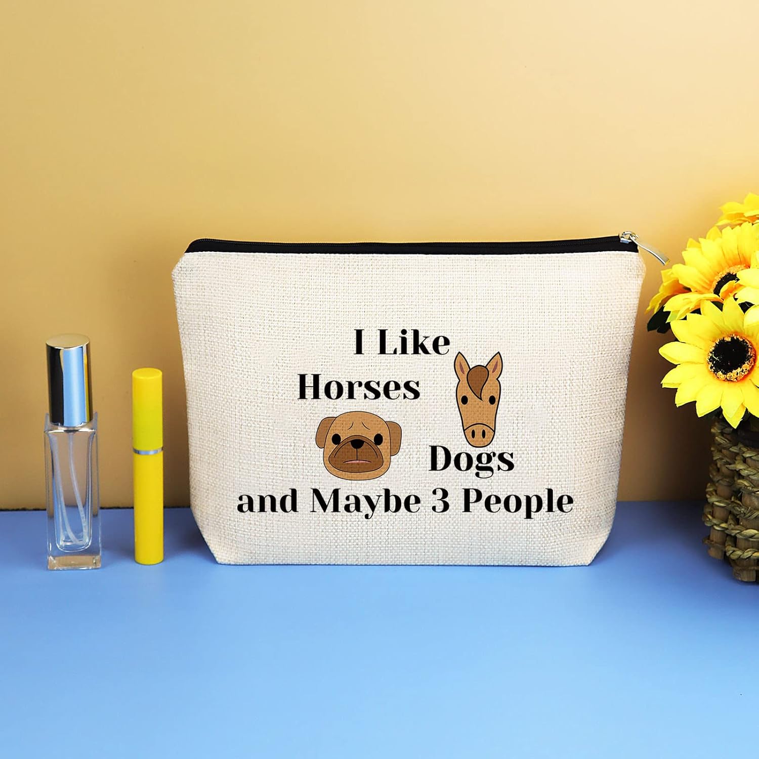 Dog Horse Lover Gifts Makeup Bag Dog and Horse Gifts for Girls Women Cosmetic Bag Cowgirl Equestrian Gifts Dog Mom Gift Birthday Christmas Gift for Dog Horse Lover Friend Sister Travel Makeup Pouch - Image 7