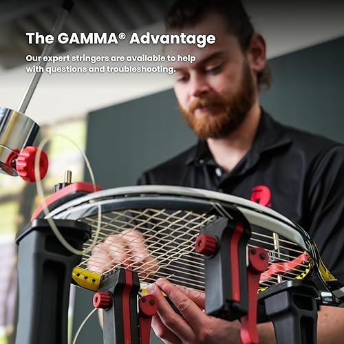 Miniatura 6 de GAMMA Momentum Drop Weight 2 - Sistema de montaje intuitivo de 2 puntos, cuerda de raqueta de tenis de grado profesional con características