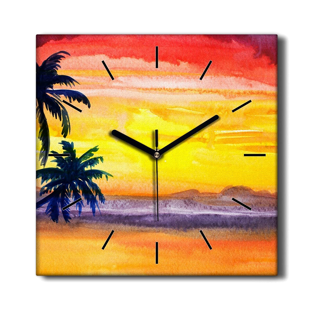 Horloge sur Toile Le Salon Decoration Murale Coucher de Soleil Paisible