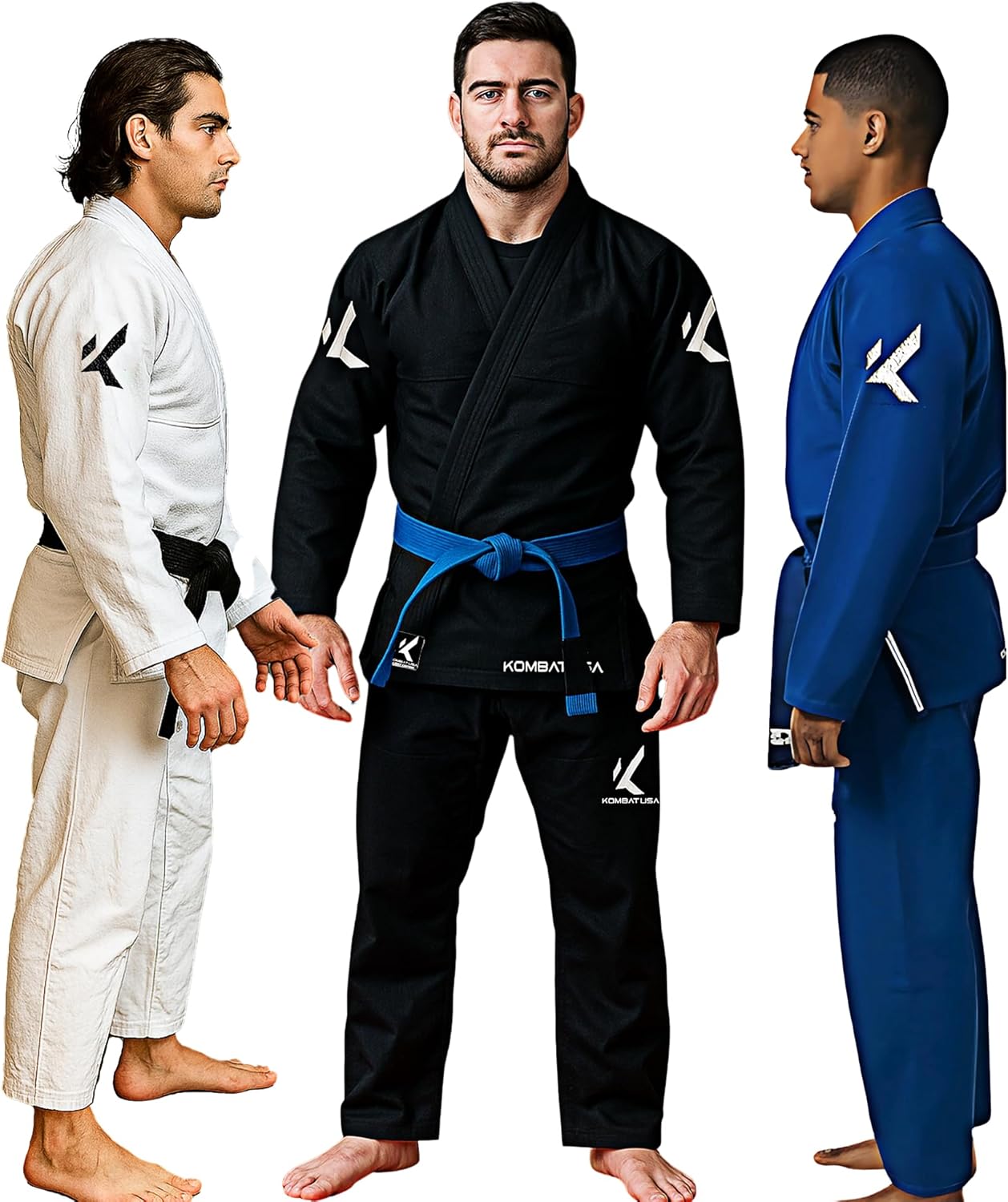 KOMBAT USA Adult Light Edition BJJ Gi Men, Jiu Jitsu Premium 100% Cotton IBJJF Approved | Kimono BJJ Gi | Complete Gi Set