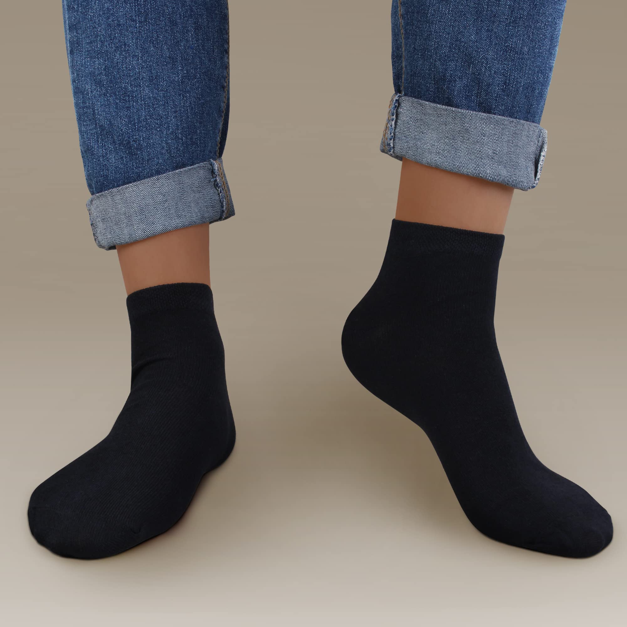 L&K-II 12/24 paia di calze da ginnastica donna/uomo calzini corti piedini in cotone traspirante in nero bianco e grigio 92201VA