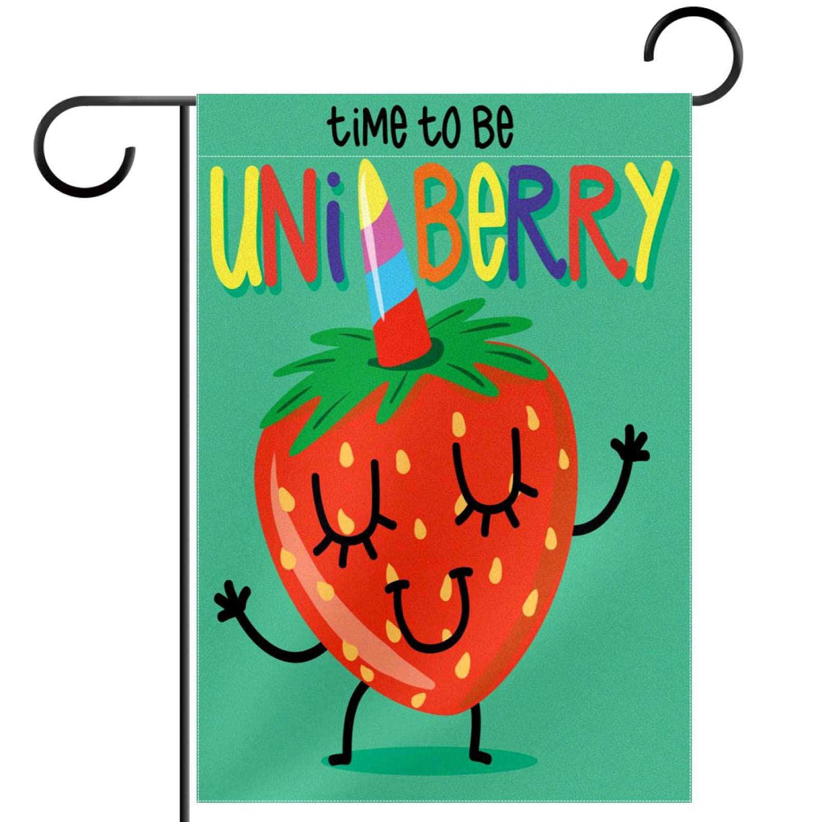 Drapeau de bienvenue licorne vert en polyester 30x45 cm double face
