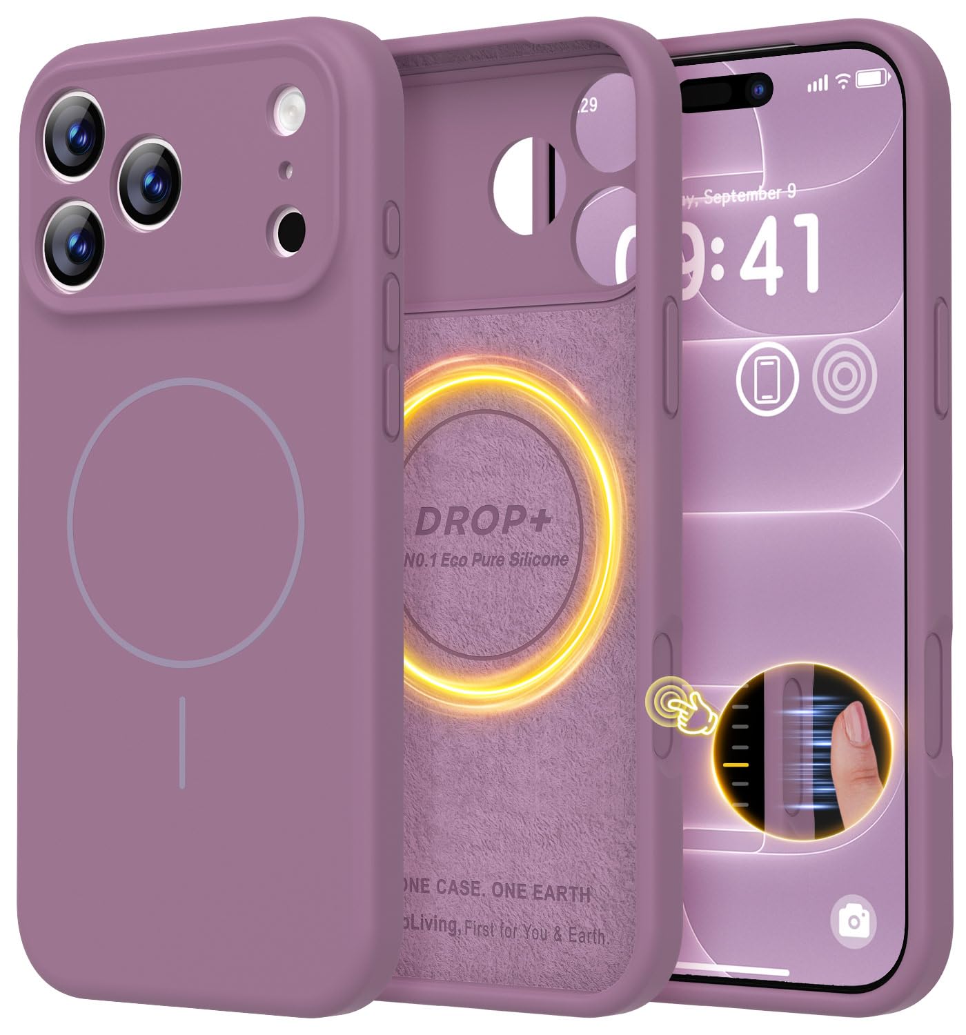 LOVE 3000 Magnetic for iPhone 18 Pro Case Silicone, Lavender Purple