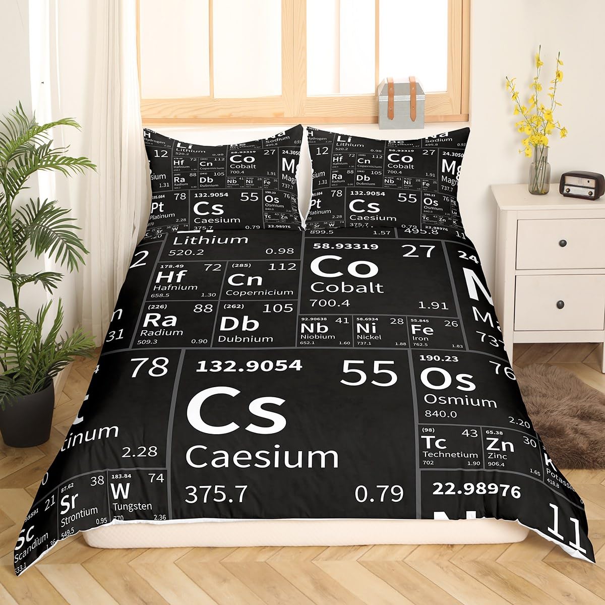 Parure de lit périodique chimique pour une chambre de jeune geek