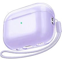 AIRSPO Airpods Pro 2nd Generation Case Cover, Clear Soft TPU Protective Cover Compatible with Apple AirPods Pro 2 Wireless Charging Case with Keychain and Lanyard Clear Purpl