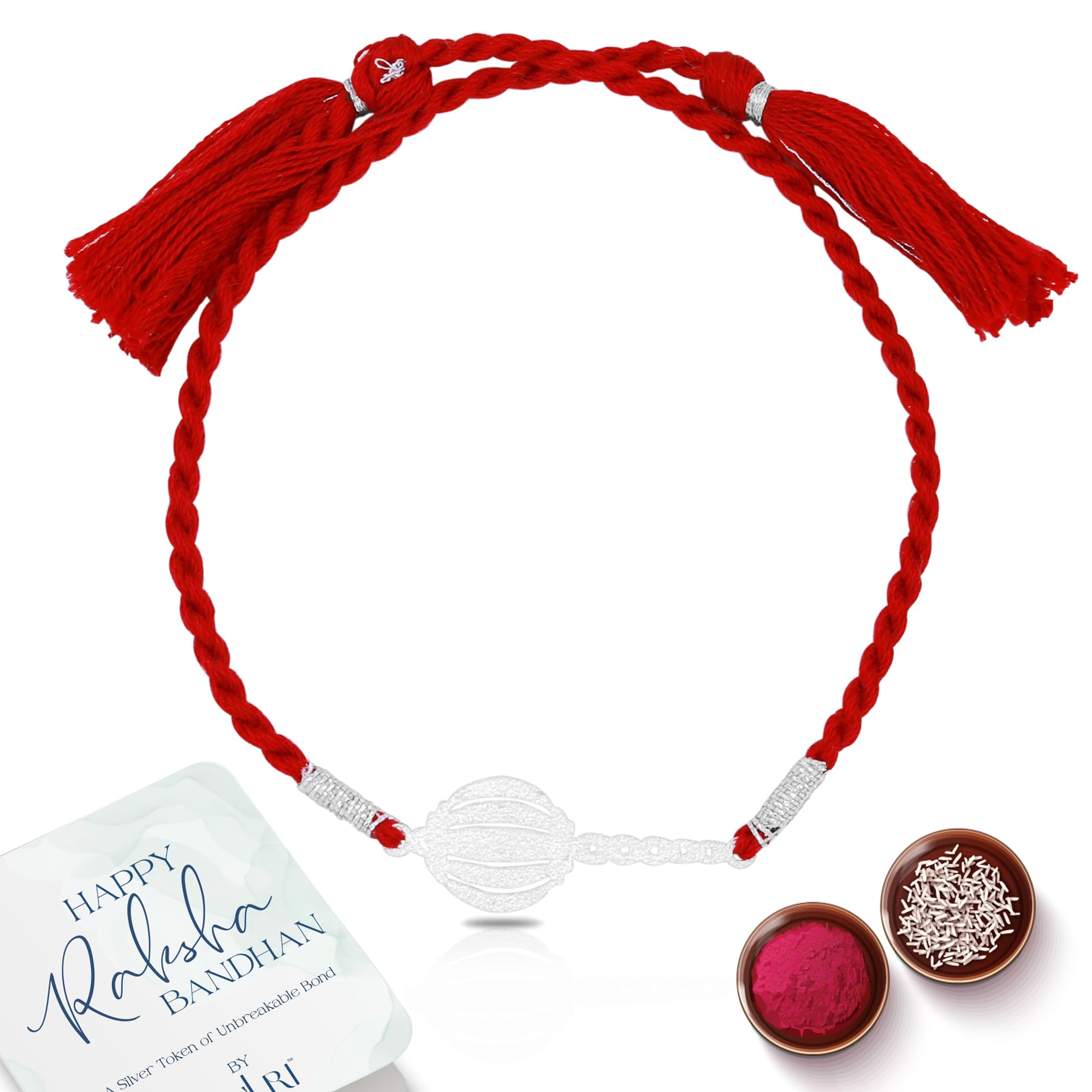 925 Sterling Silver Hanuman Gada Rakhi for Bhai Cotton Thread | Rakshabandhan Rakhi With Greeting Card & Roli Chawal and Certificate of Authenticity 925 Silver-image-43