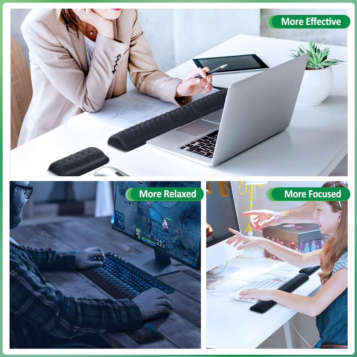 Gimars Upgraded Keyboard Wrist Rest with Massage Dot, Ergonomic Soft Memory Foam Wrist Rest for Computer Keyboard with PU Non-Slip Base, Comfortable Wrist Pad for Office,Typing & Pain Relief : Office Products