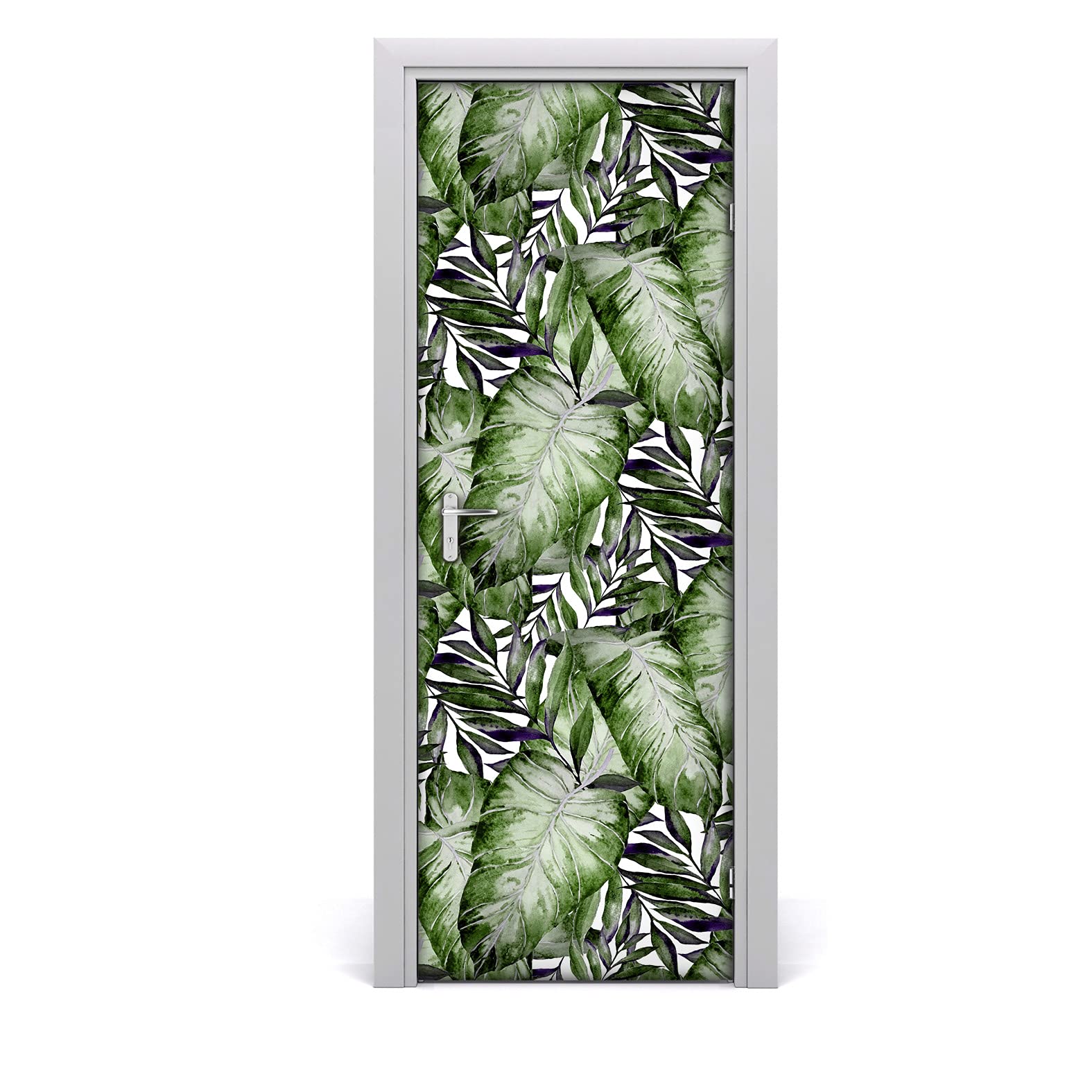Papier peint sur la porte 85x200cm autocollant motif feuille monstera