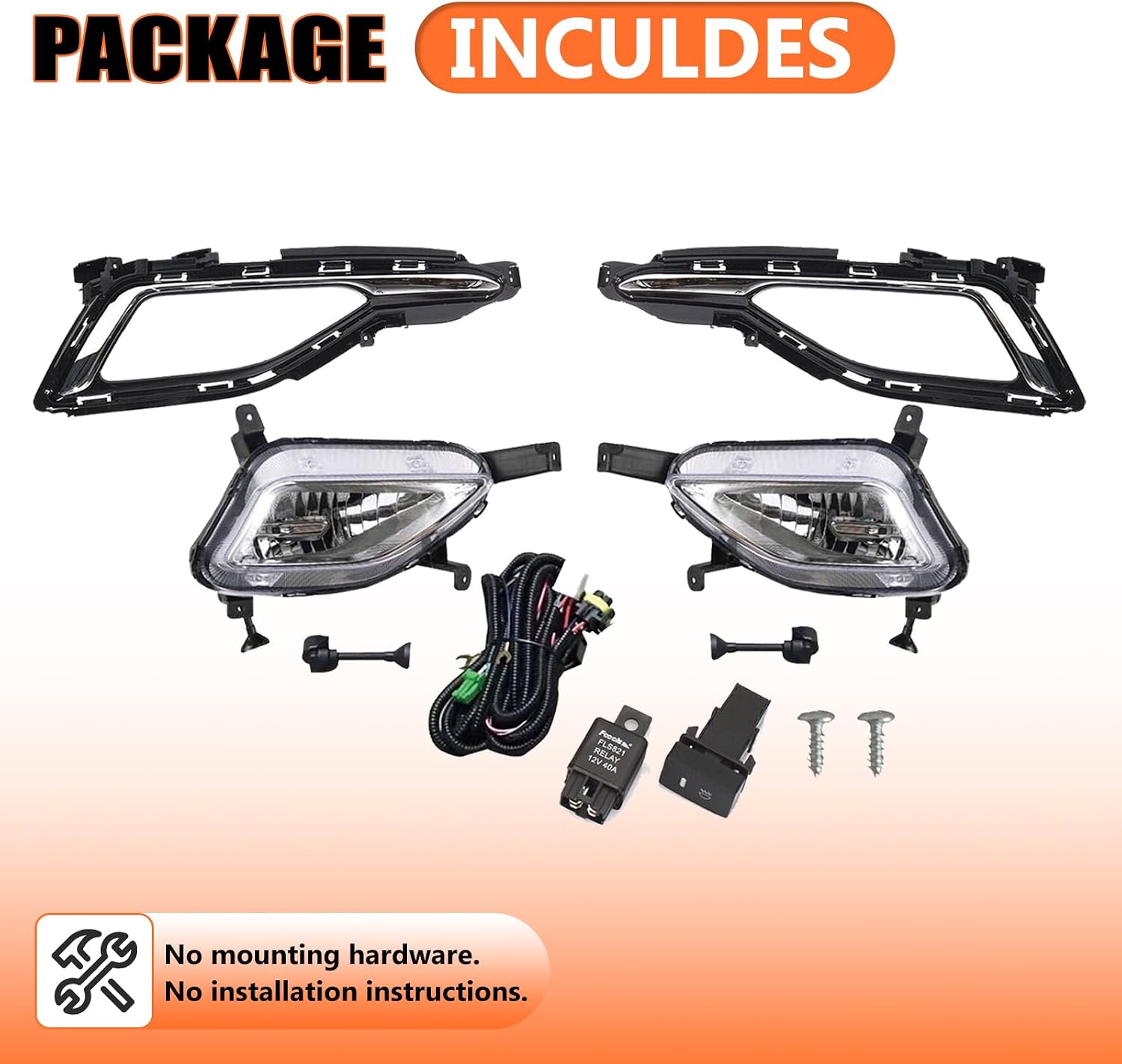 JX RACING Halogen Front Fog Light Assembly Pair with Cover Bezels Compatible with 2015 2016 2017 Hyundai Sonata SE Fog Lamp Bezel With Hole & Harness & Switch Set 4PCS Left & Right Side 86522C1000
