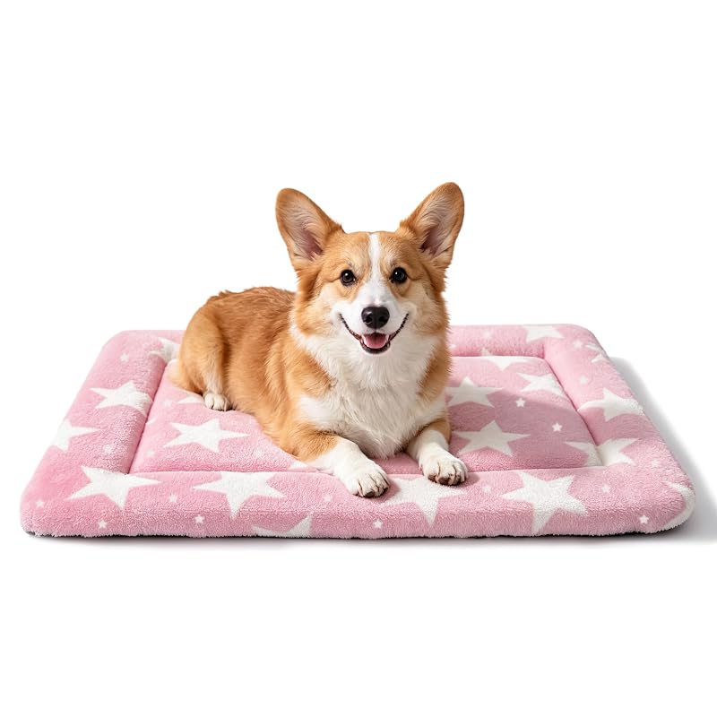 Tapete para Cama de Cães Reversível e Lavável Fogkiss, Espuma, Big&Small Stars Pink, 60,96 x 45,72 x 3,81 cm