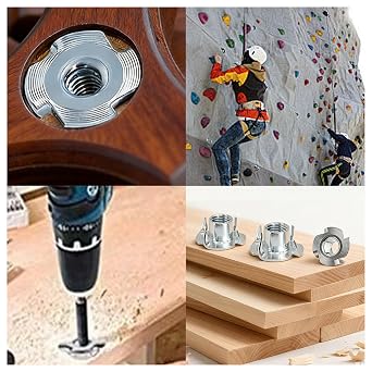 20 pcs M4x8mm T Nuts for Wood,Four Prong Tee Nuts Zinc Plated Carbon Steel,Hammer In Blind Threaded Inserts for Furniture,DIY,Woodworking