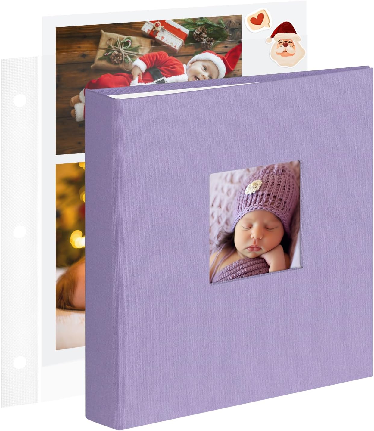 8.5x11 Inch Large 3 Ring DIY Scrapbook Photo Album with 30 Plastic Sleeves 60 Pages Blank Scrapbooks, 8.5 x 11 Scrap Book Albums for Baby Travel Wedding Graduation kids (Light Purple)