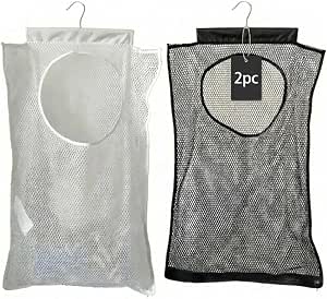 Hanging Laundry Hamper 2-Pack with Bottom Zipper & Sturdy Hooks