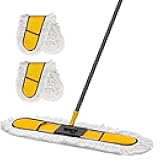 NEWE 24” Commercial Dust Mop, Large Dry Dust Push Broom Indoor, Wide Floor Duster for Laminate, Hardwood, Tile, Marble (Yellow)