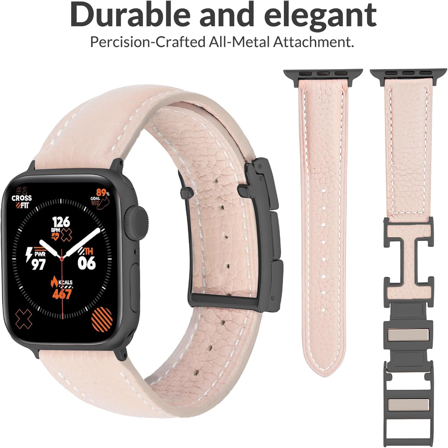 Leather Magnetic Band Compatible with Apple Watch Bands 38mm 40mm 41mm 42mm 44mm 45mm 46mm 49mm for Women Men,Top Grain Leather Designer Replacement Strap for iWatch Ultra SE Series11/10/9/8/7/6/5/4/3/2/1 - Image 2