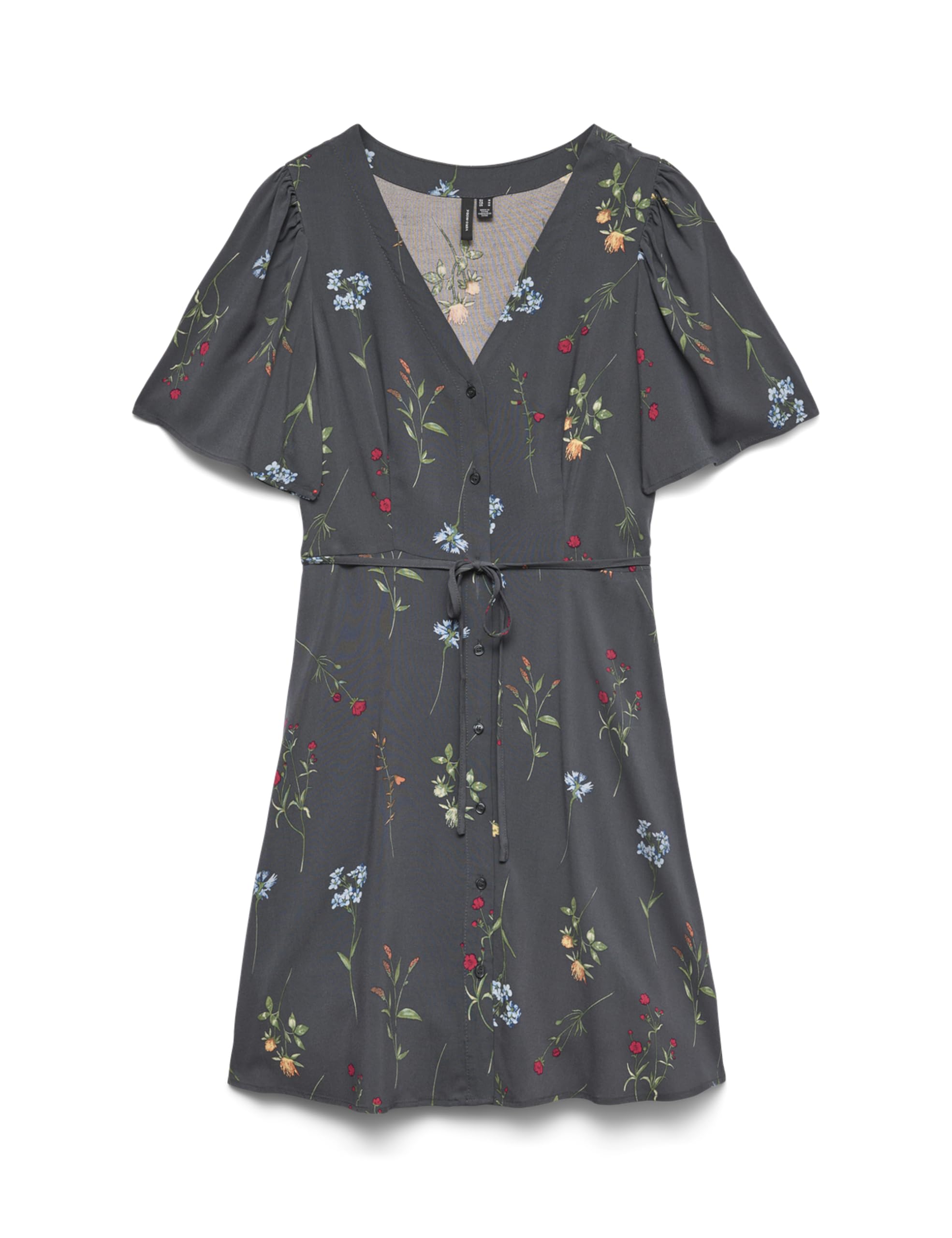 VERO MODA Women's Vmalba SS Short Dress WVN Noos Dress, Asphalt, S
