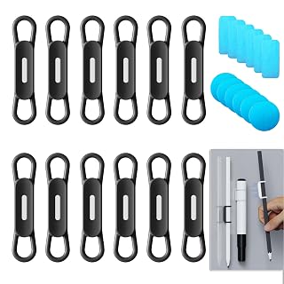 Freewindo 12 Pack Magnetic Pen Holder for Refrigerator, Silicone Magnetic Pencil Holder for Locker, Magnetic Dry Erase Marker Holder for Whiteboard, Desk, Clipboard (12back) - Amazon product rated Grade A
