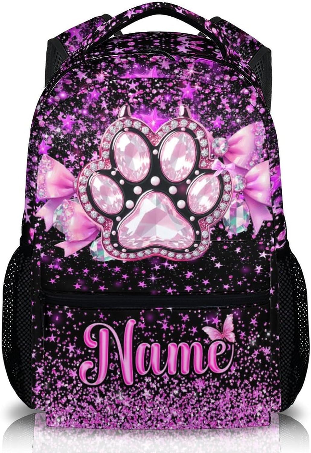 Personalized Kids Backpack for Girls with Name Text, Custom Bow Tie Book Bag for Toddler Kid Back to School for Preschool Elementary