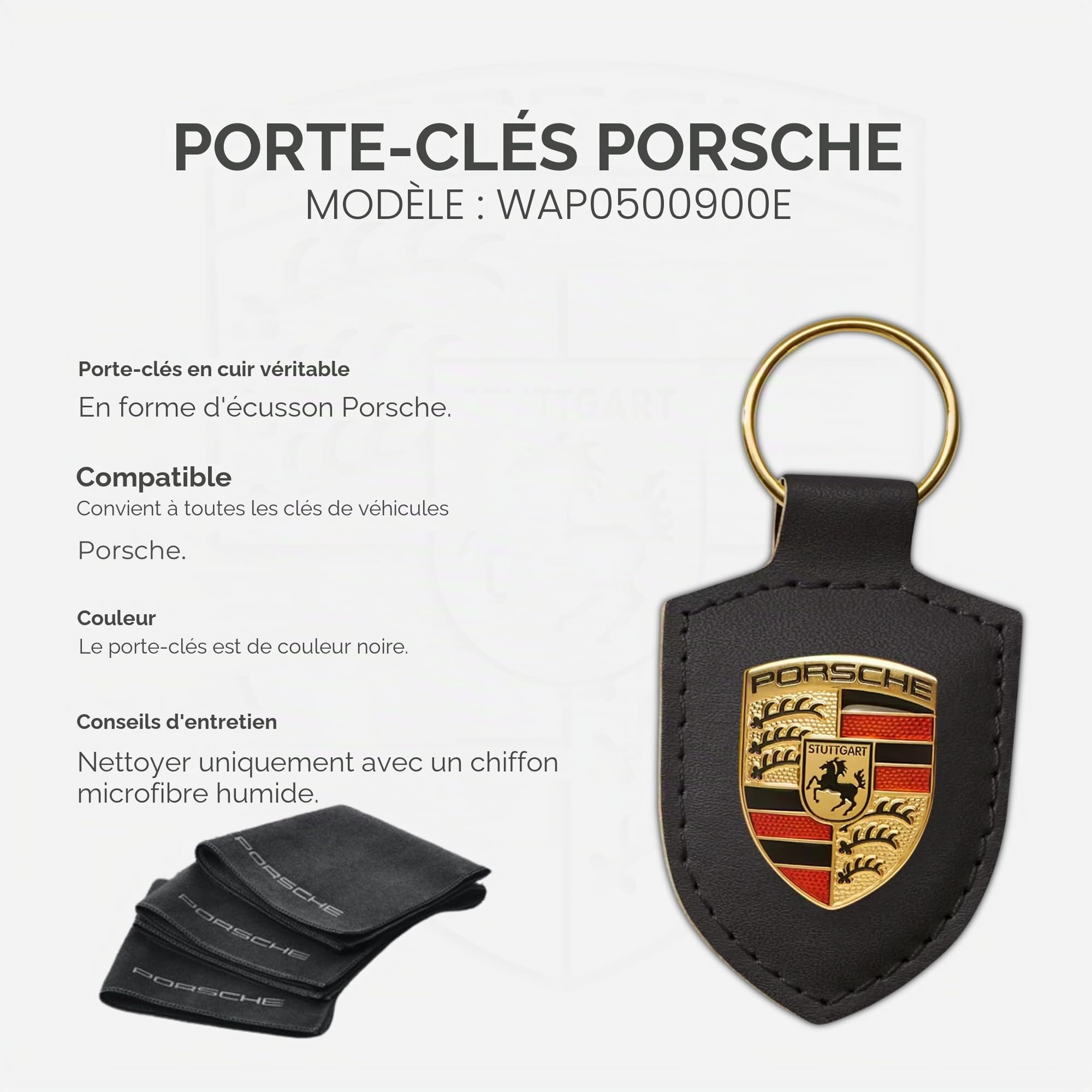 Porte-clés armoiries Porsche (original) en noir