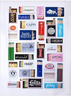 Trendy Boston Matchbook Wall Art,Boston Iconic Restaurants Bars Poster,Matchbox Collage Print,Home Office Apartment Decor 8x10inch Unframed