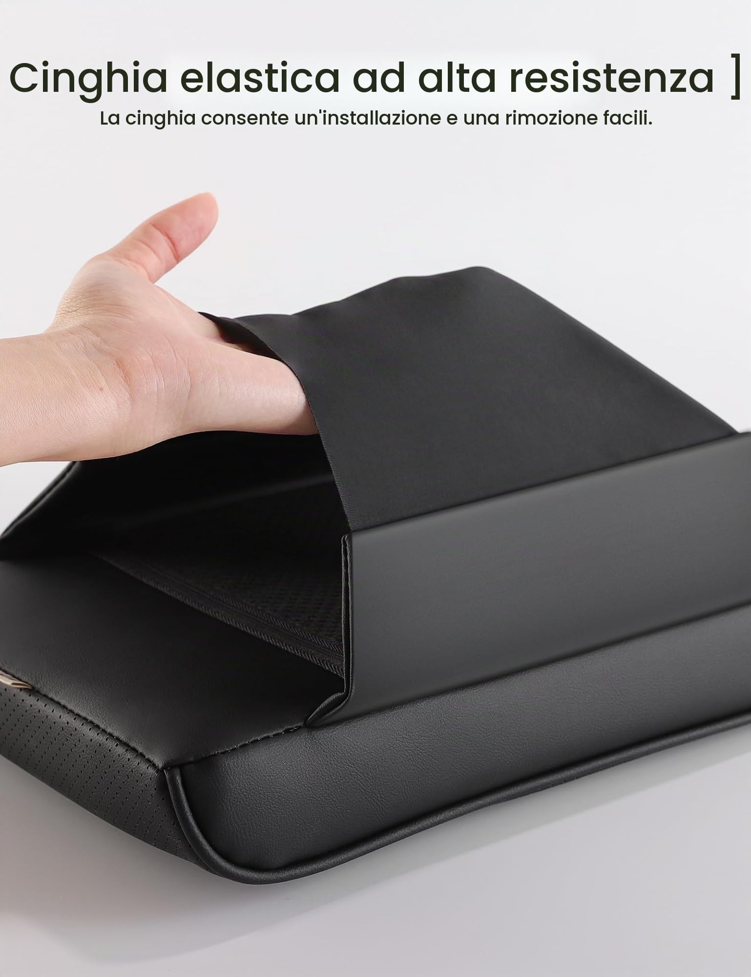 TPARTS Cuscino di supporto per bracciolo in pelle per Tesla Model 3/Y/X/S Tesla Bracciolo Decor Accessori Interni Cuscino per Console Cuscino per Console Cuscino per Gomito (nero)