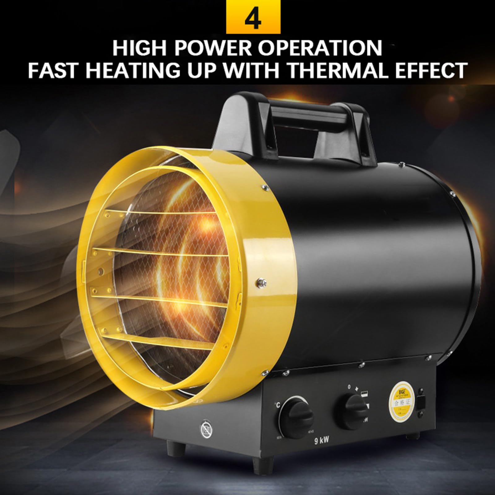 Riscaldatore d'Aria Domestico Industriale da 3 kW, 5 kW, 9 kW, riscaldatore Elettrico Portatile, Riscaldamento rapido, Temperatura costante, riscaldatori per Ambienti, 9 kW