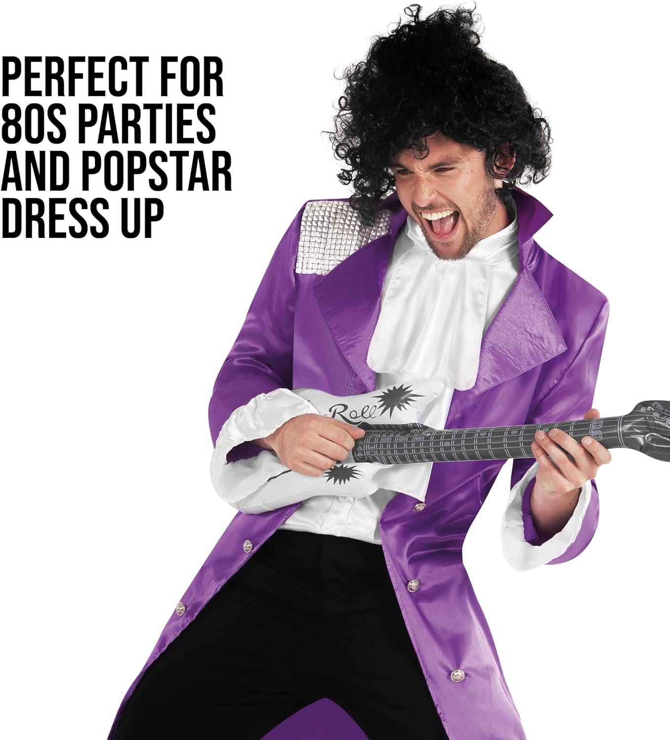 Morph Purple Pop Star Costume Men With Jacket And Wig, Musician Costume Adult, Halloween Costumes For Men - Image 4
