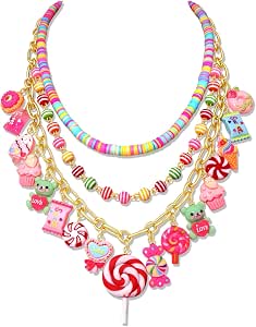 Candy Layered Necklace for Women Colorful Beads and Candy Charms