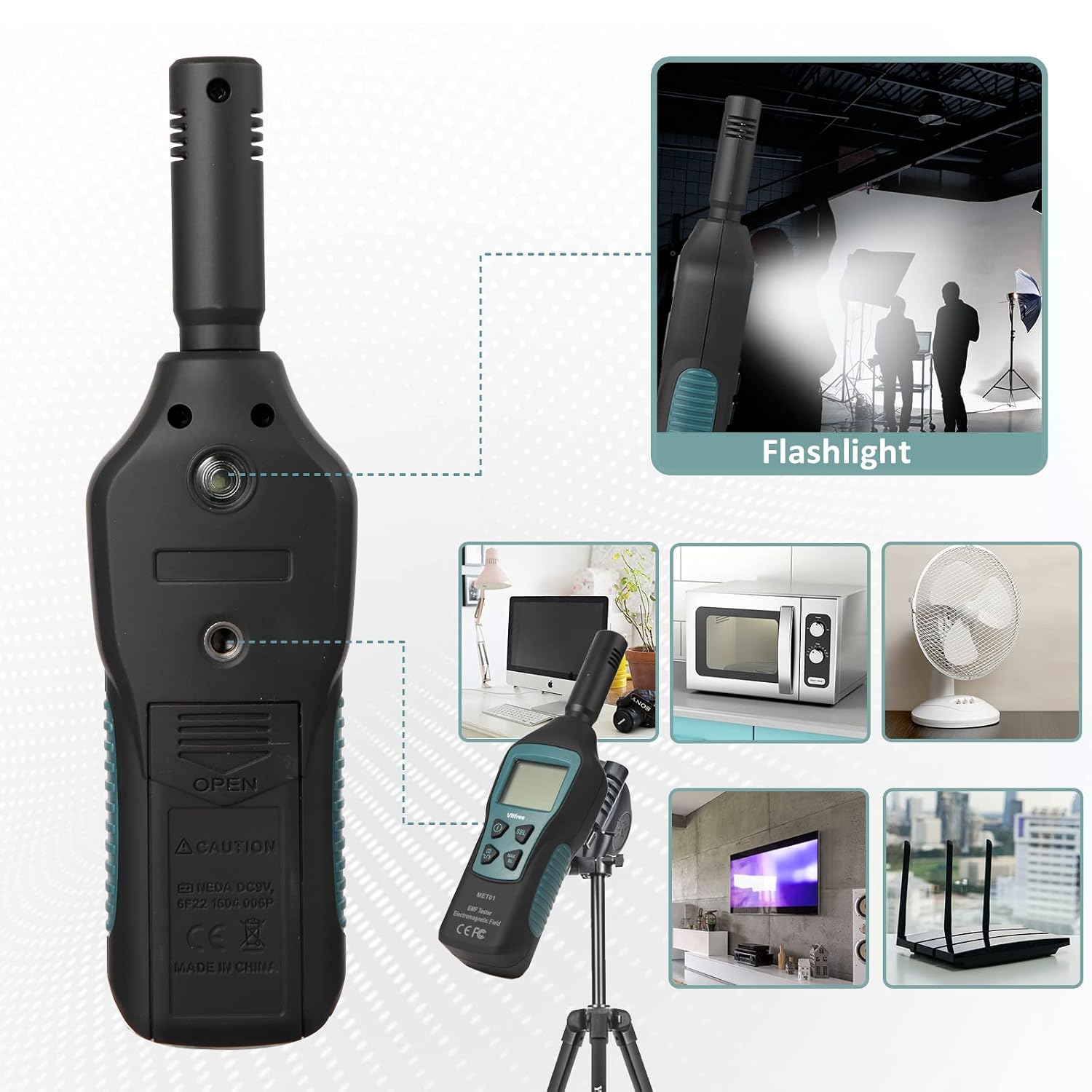 EMF Meter 5HZ-3.5G, Vlifree EMF Detector with Digital LCD Backlit Display for Electromagnetic Field 5HZ-3500MHz, Electronic Radiation, Temperature Detector, EMF Tester for Home, Ghost Hunting