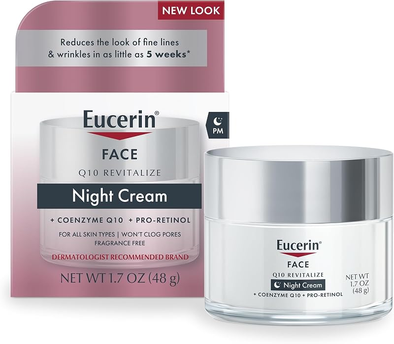 Eucerin Creme Facial Noturno Q10 com Pro-Retinol para Pele Sensível, Pote com 12 unidades de 50 mL