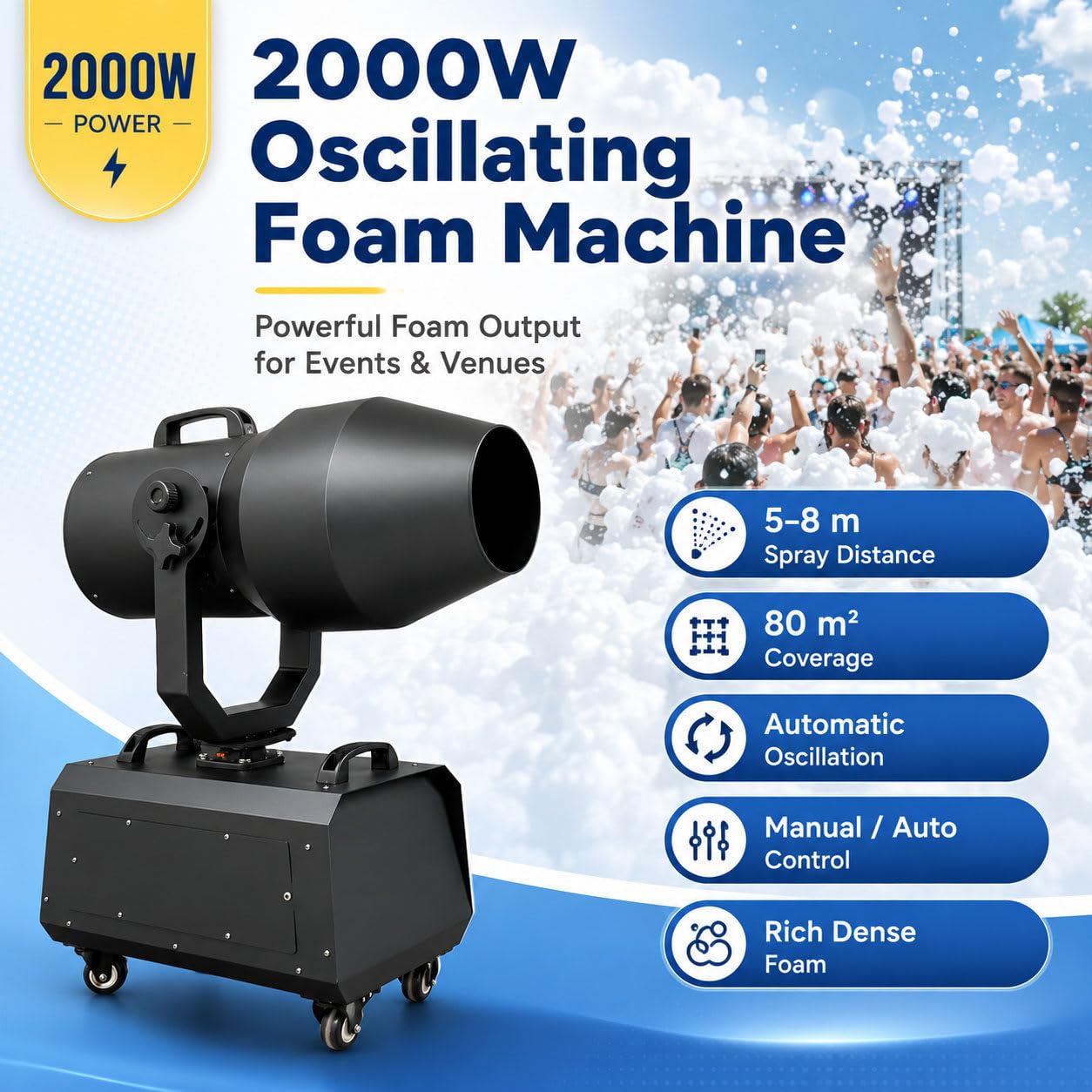 Maszyna do Piany 2000 W, Armata Piankowa na Imprezy, 80 m²