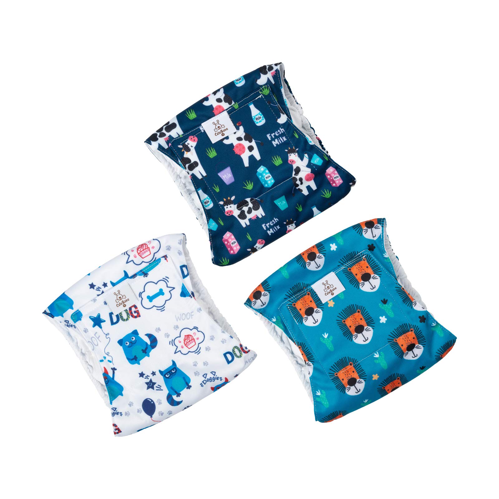 CuteBone Pannolini per Cani Maschi Fasce per Pancia, Confezione da 3 per Cani Maschi Avvolge, Pantaloni Lavabili per Cani DM11S-IT