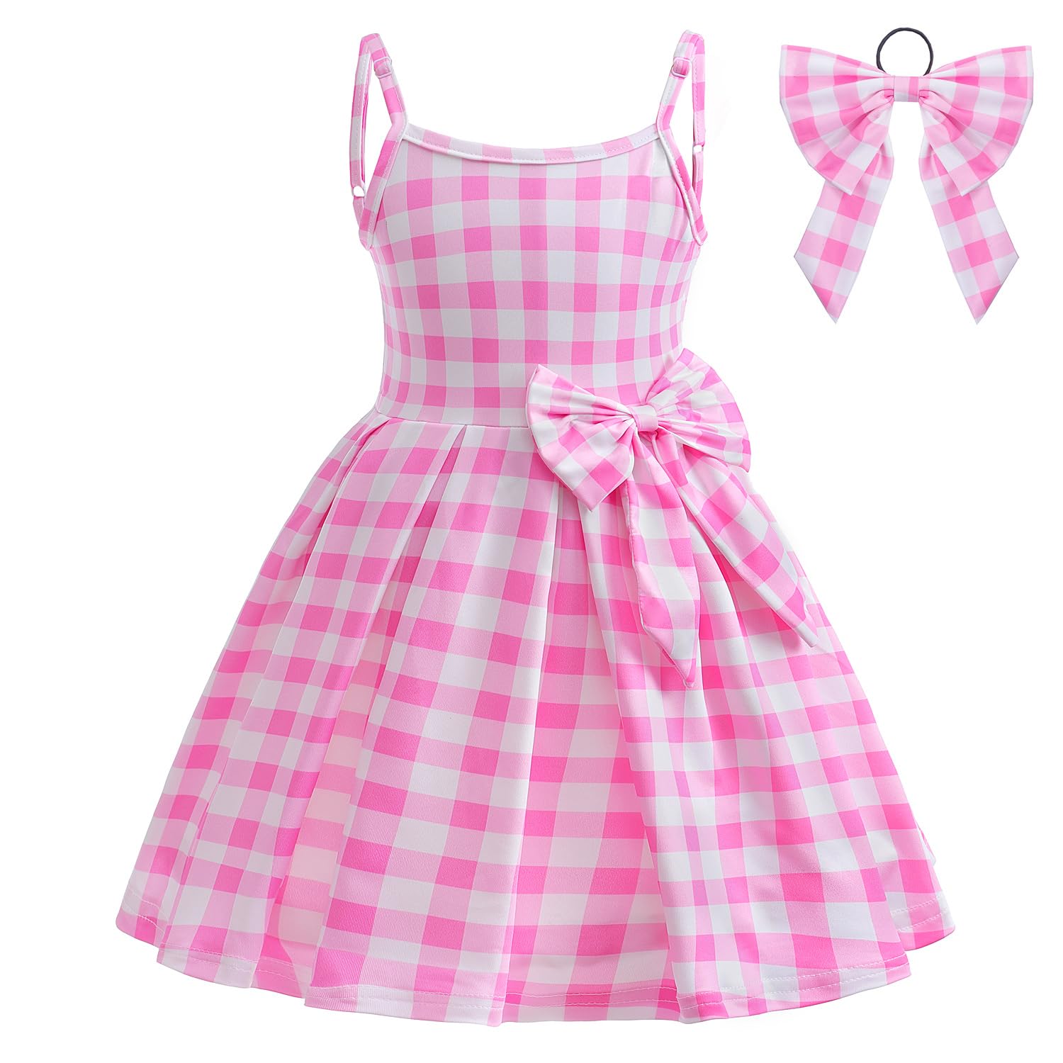 Yalla babYGirls Costume Pink and White Dress for Kids Girls Movie Dress Up with Free Hairband - 90-140 cm 2-11 Years Birthday Party Halloween Cosplay Outfits