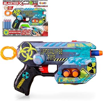 CRAZE BLASTER-X Foam Gun Kids Foam Blaster Toy, 21cm, 8 Dart Gun, 13m Range, 4 Colours