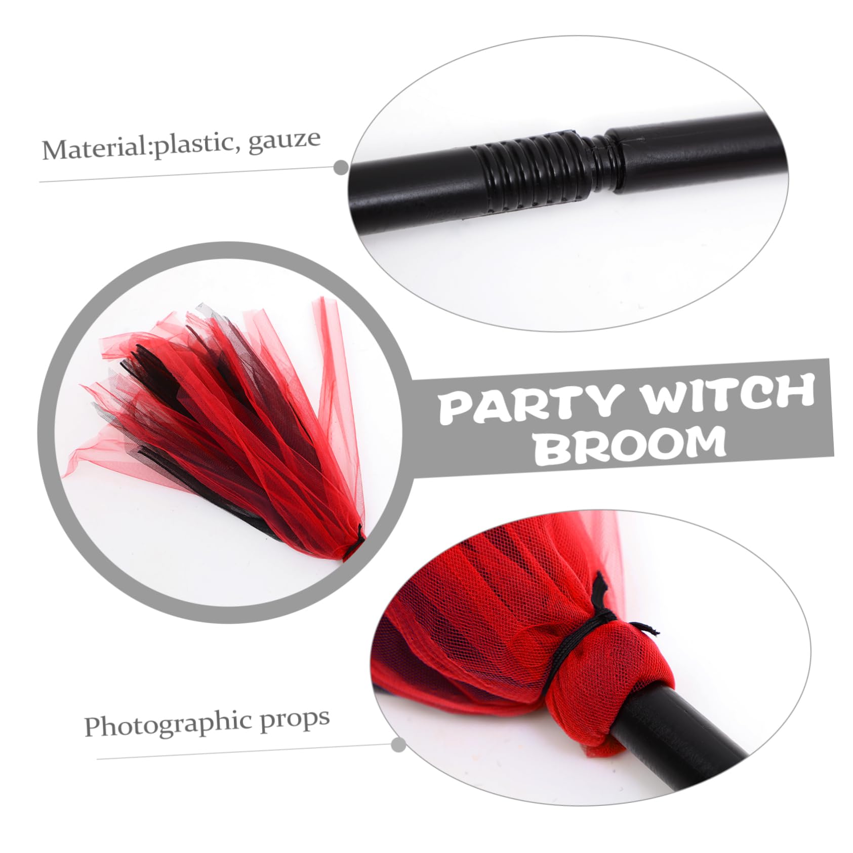 WOONEKY Witch Broomstick for Halloween Plastic Broomstick Prop Cosplay Unique Witch Flying Broomstick