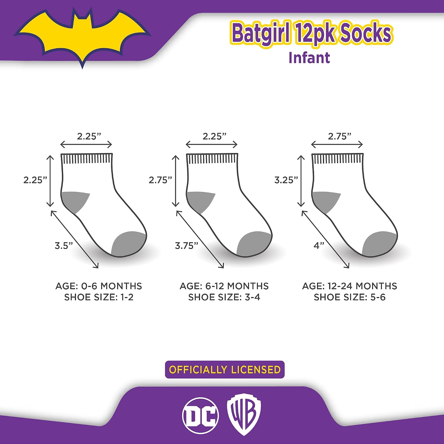 DC Comics Baby Boys’ and Girls’ Socks - 12 Pack Batman, Wonder Woman, Superman, Justice League, Super Girl Socks (0-24M)