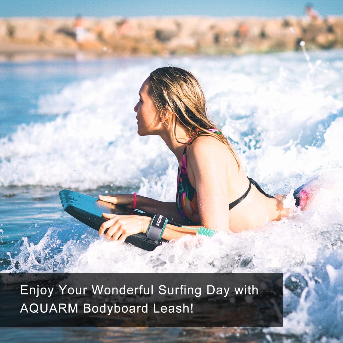 Bodyboard Leash with Plug Premium Body Board Wrist Leashes Comfortable Padded Neoprene Cuff with Double Stainless Steel Anti-Rust Swivels Quick Release Pull Tab