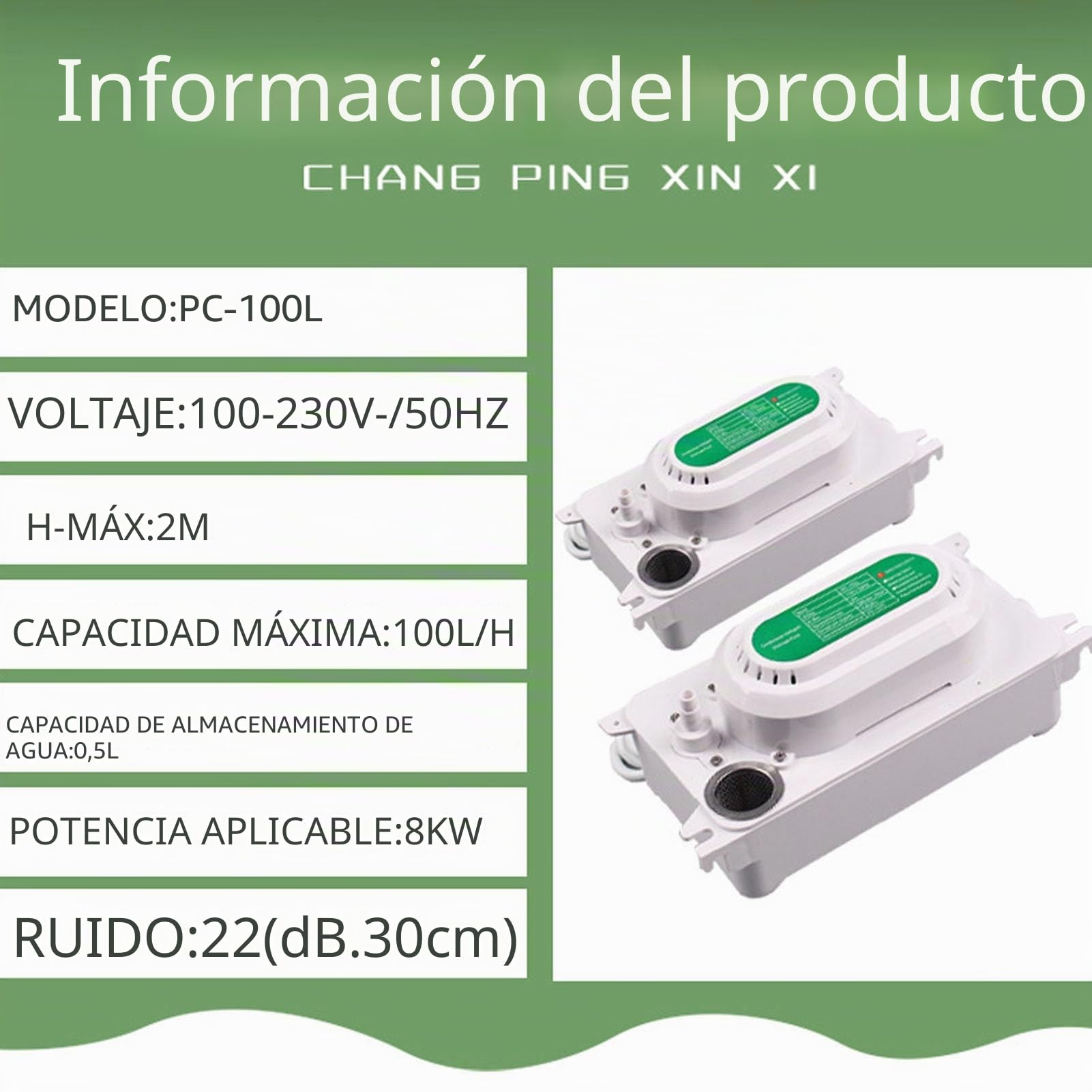 Bomba de Condensado Automática HVAC 100-230V, 100L/H, Tanque 500ml, para Deshumidificador y Máquina de Hielo