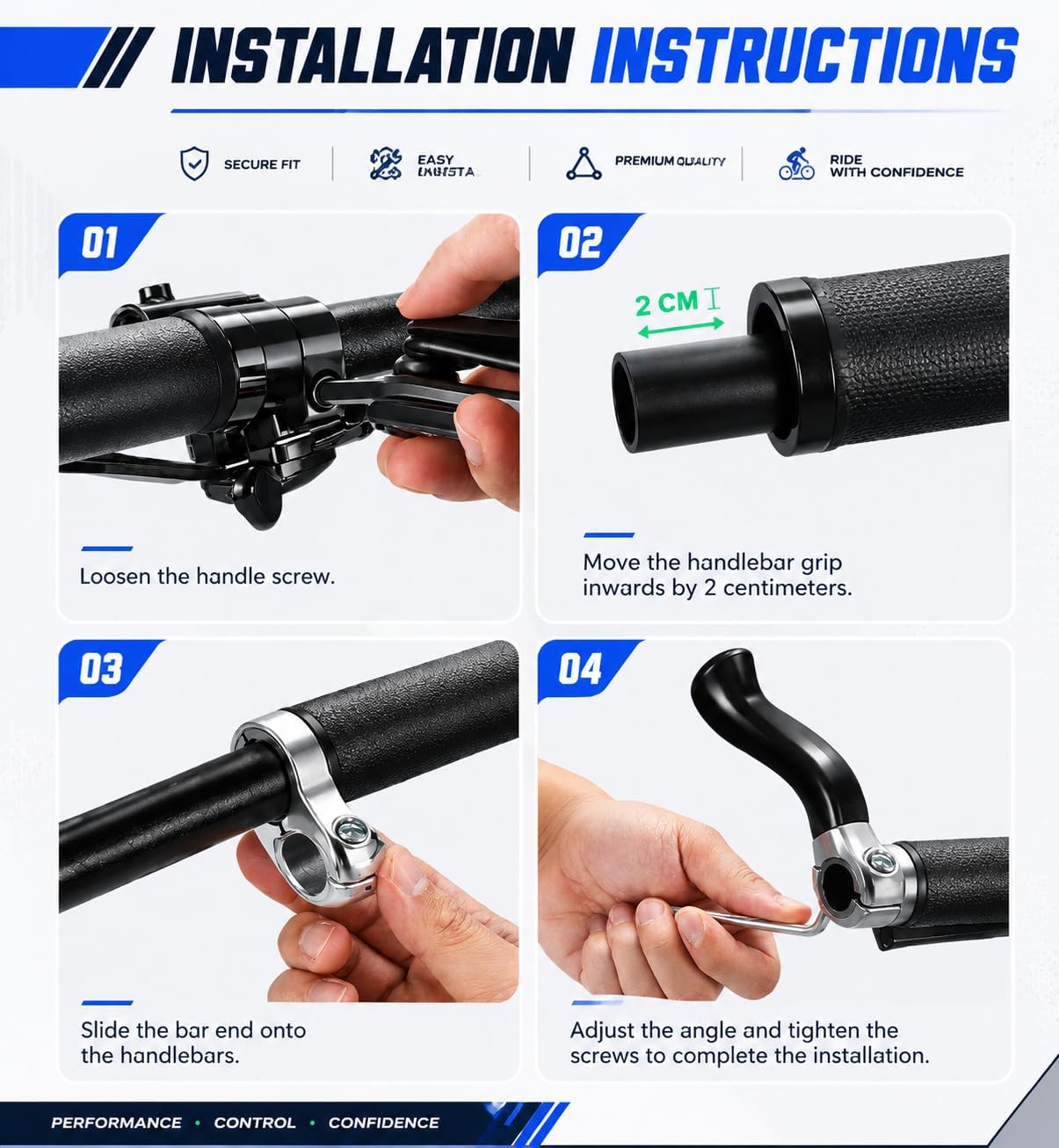 Bike Handlebar Extender, Ergonomic Design for Long Rides Reducing Fatigue, Secure Stable Grip Won’t Loosen During Aggressive Riding, Easy Installation Aluminum Bar Ends (Red)