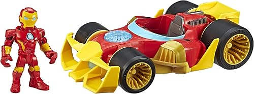 Playskool Heroes Marvel Super Hero Adventures Iron Man Speedster, juego de figura y vehículo de 5 pulgadas, juguetes coleccionables para niños a