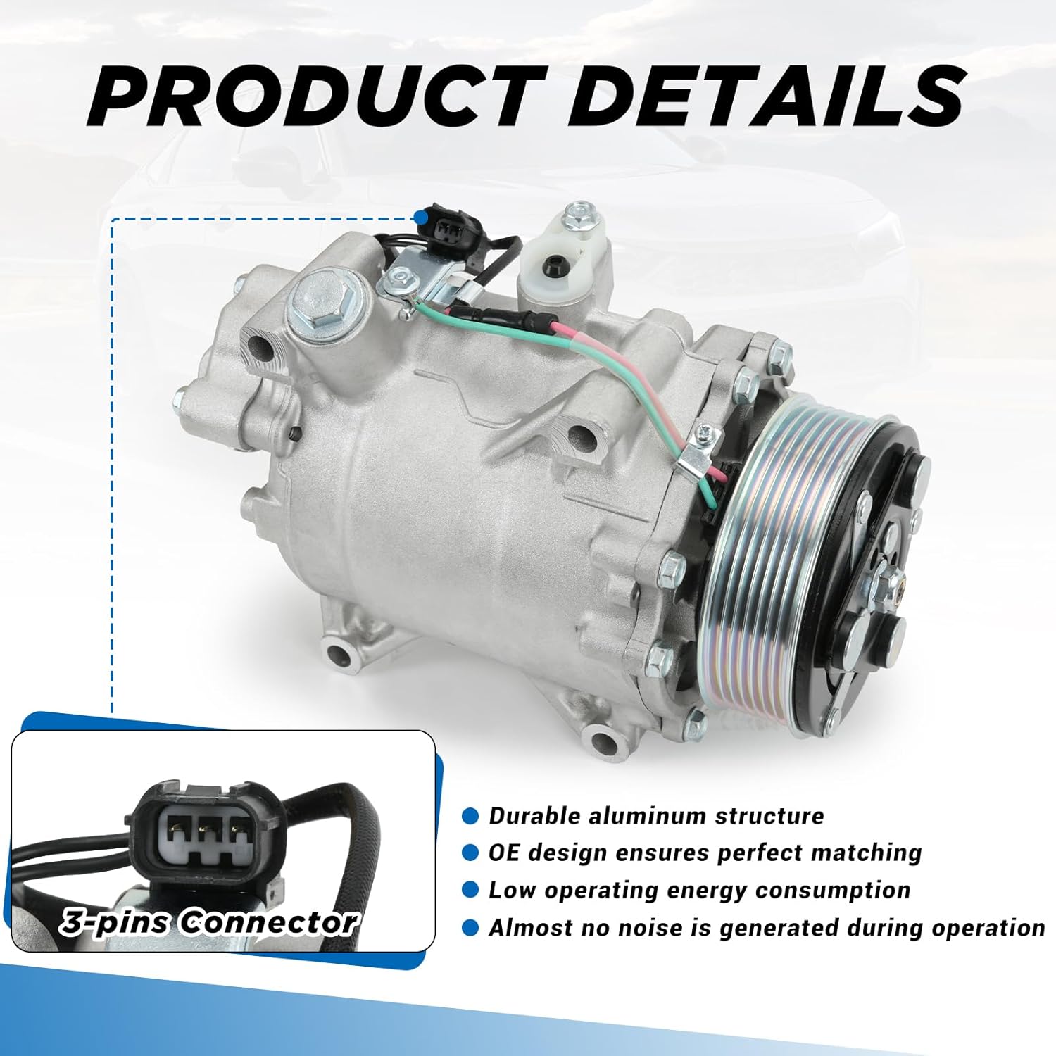 CO 4920AC NEW Aluminum A/C Air Condition Compressor w/Clutch 3 Pin Connector for Honda CR-V Civic 2.4L 2007-2015 for Acura RDX 2.3L 2007-2012 38810RWCA03 471-7056