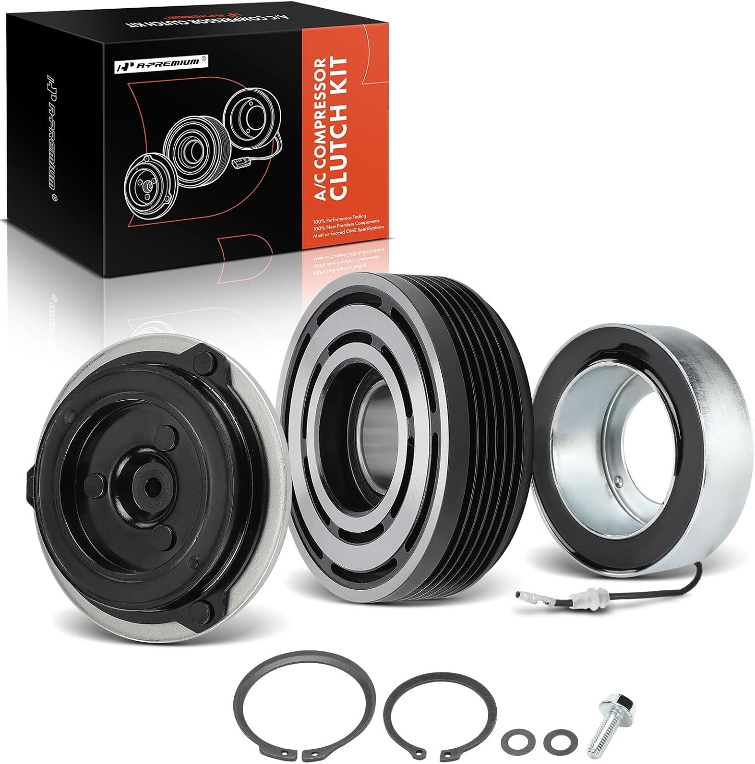 A-Premium Air Conditioner AC Compressor Clutch Kit Compatible with BMW E70 Series X5 2007-2010, X3/X6 2008-2010, 3.0L, without Adaptive Control Drive