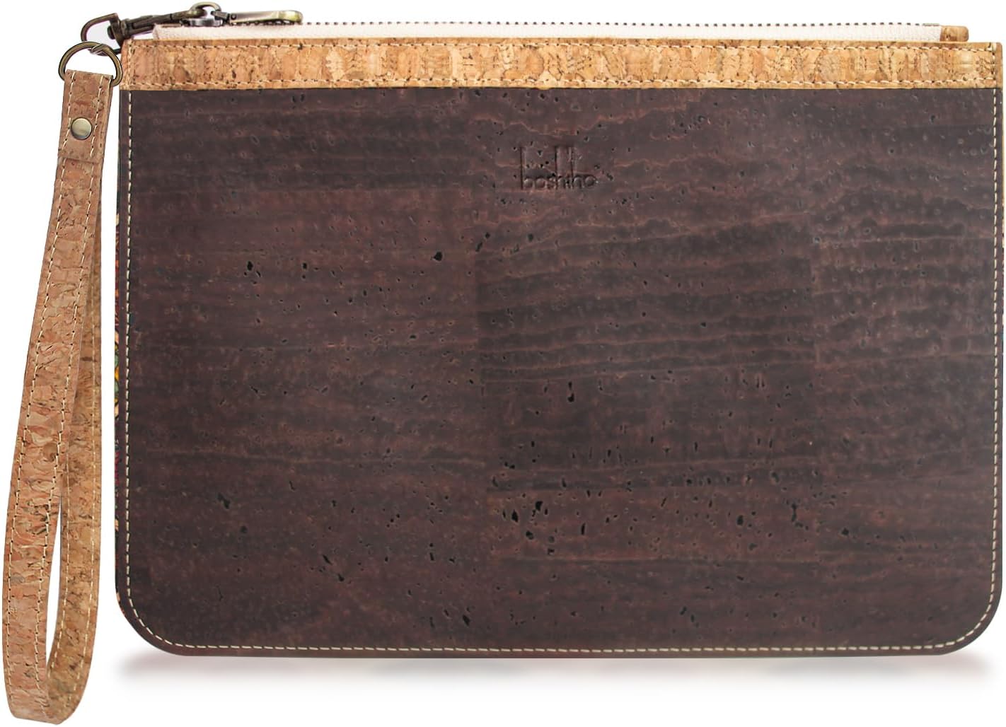 boshiho Natural Cork Clutch Wristlet Wallet Cell Phone Card Holder Coin Purse Bag