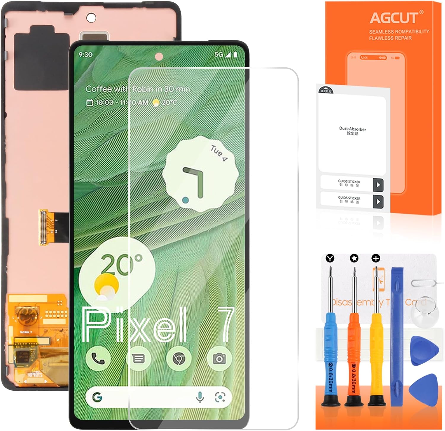 OLED for Google Pixel 7 Screen Replacement for Pixel 7 LCD Display GVU6C GQML3 LCD Digitizer Screen Touch Assembly Repir Part Black with Frame