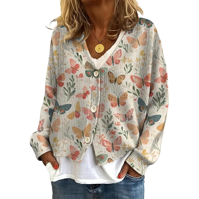 MARSVOVO Womens Button Down Cardigan Dressy Casual Elegant Knit Loose V Neck Cute Sweater Lightweight Fall Trendy Tops