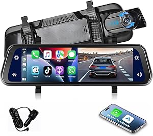 9.66 Inch Mirror Dash Cam 1080P Touchscreen Rear View Mirror Front And