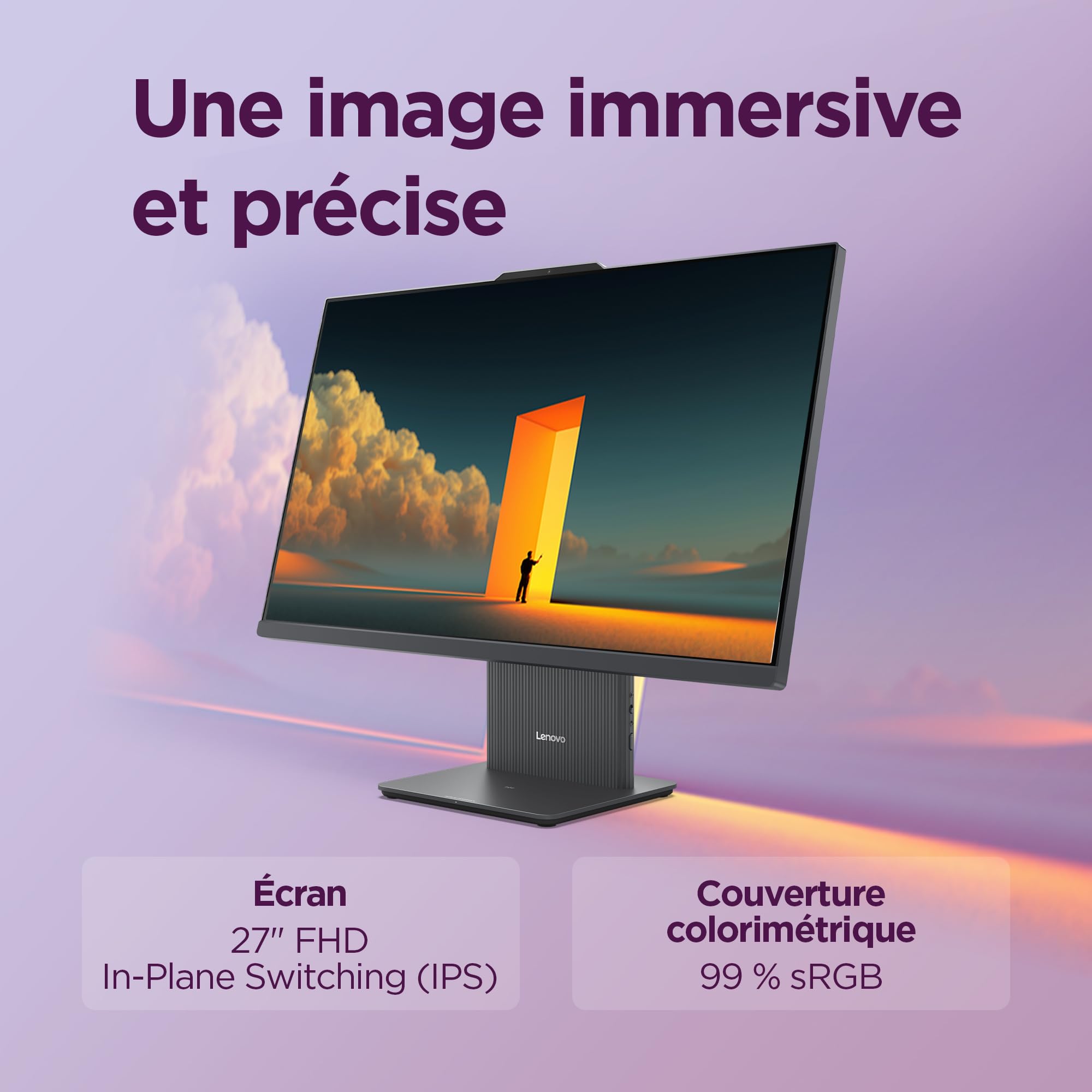 Lenovo IdeaCentre 27ARR9 Ordinateur de Bureau Tout-en-Un Écran 27" FHD,AMD Ryzen 7 7735HS, 512Go SSD, RAM 16Go, WiFi 6, Windows 11 H, Clavier français et Souris sans Fil